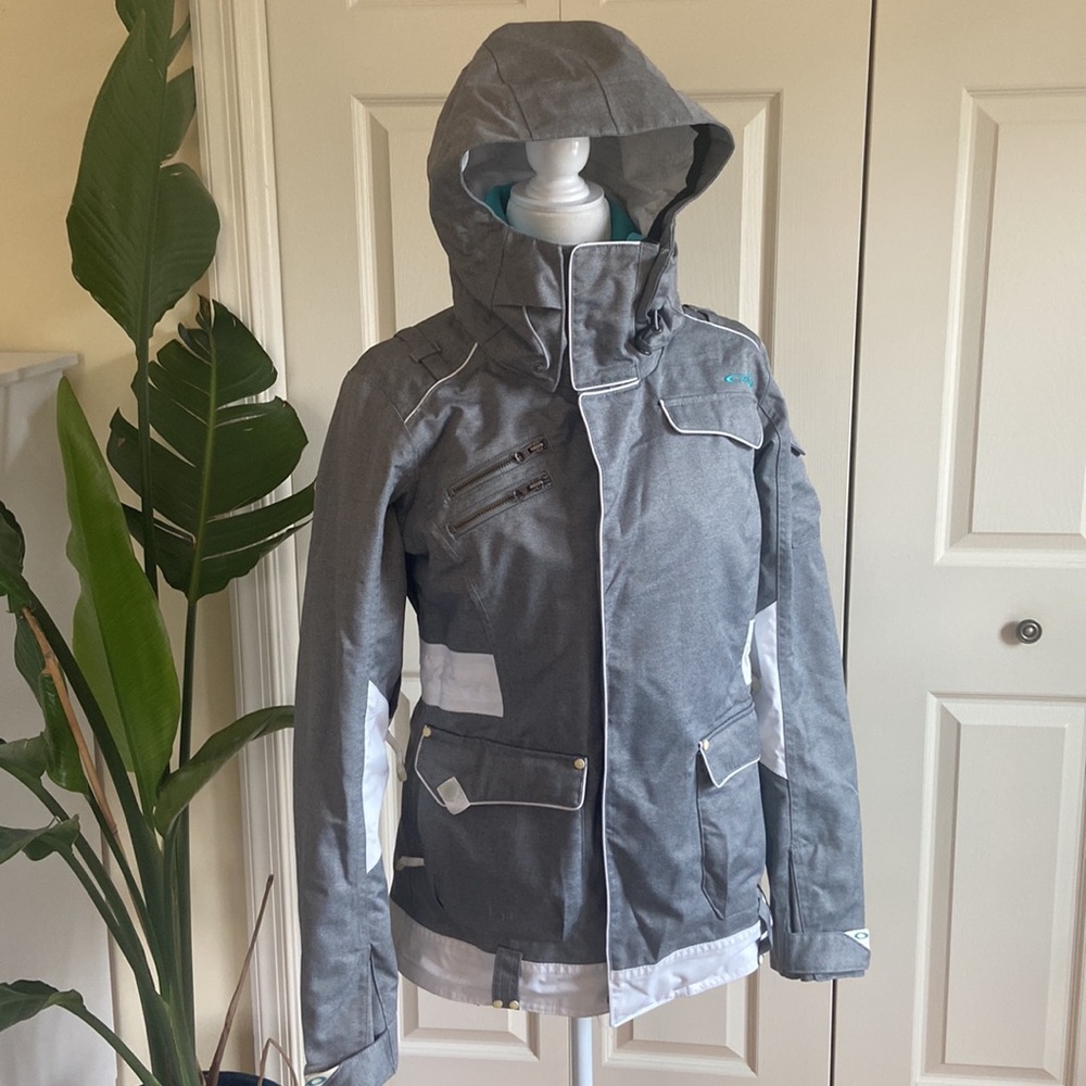 Oakley Anorak Fit womens insulated snowboard ski snow jacket, Small grey teal